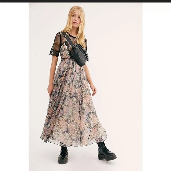 Free People Mesh Floral Maxi Dress size Medium - Picture 10 of 10